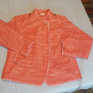 Chicos blazer type jacket orange and gold detail
